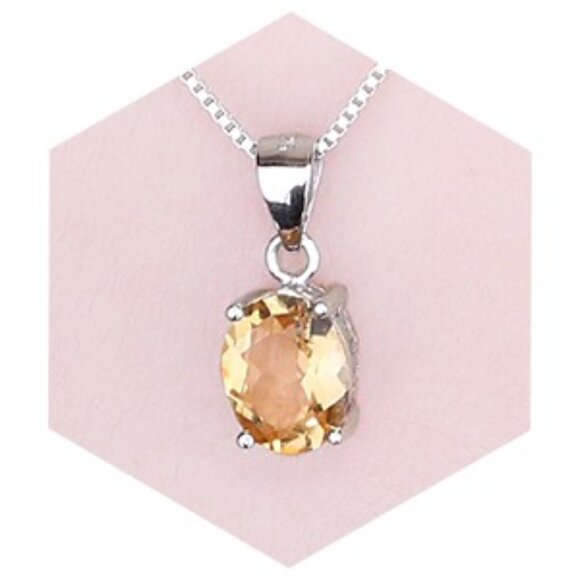 💛 1.77ct Citrine Pendant - 925 Sterling Silver - Picture 3 of 7
